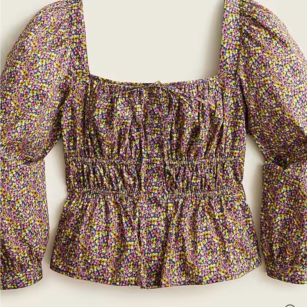 NWT J. Crew Liberty of London Blouse in Purple and Yellow Floral Fabric, Size 22